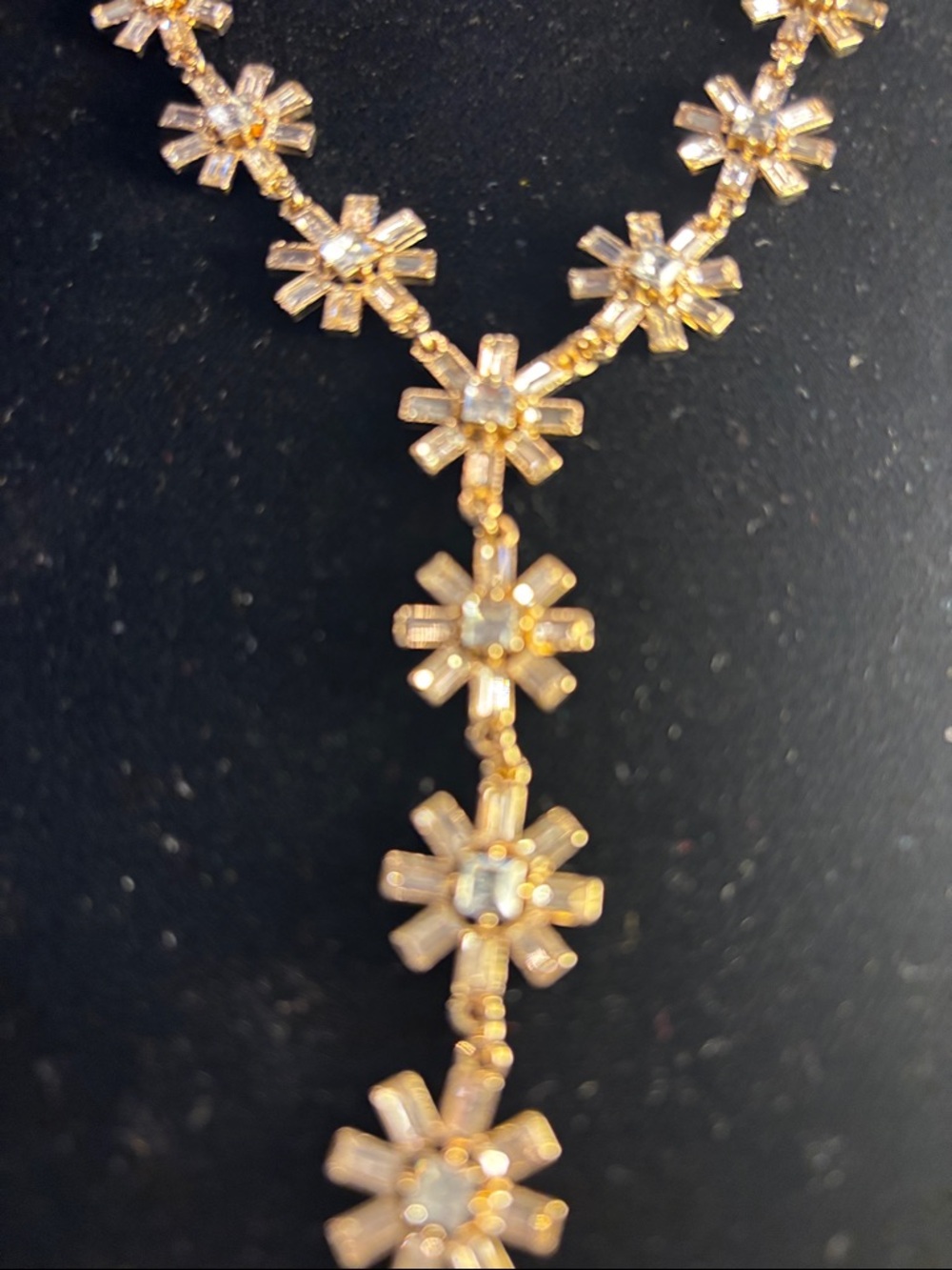Christian Siriano Gold Floral Crystal Drop Necklace - Picture 2 of 4